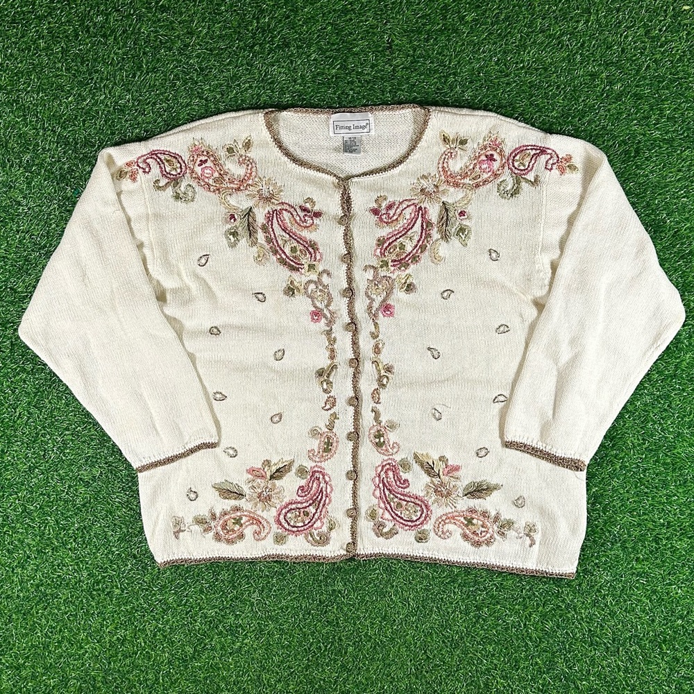 Vintage Fitting Image grandmacore sweater cardigan